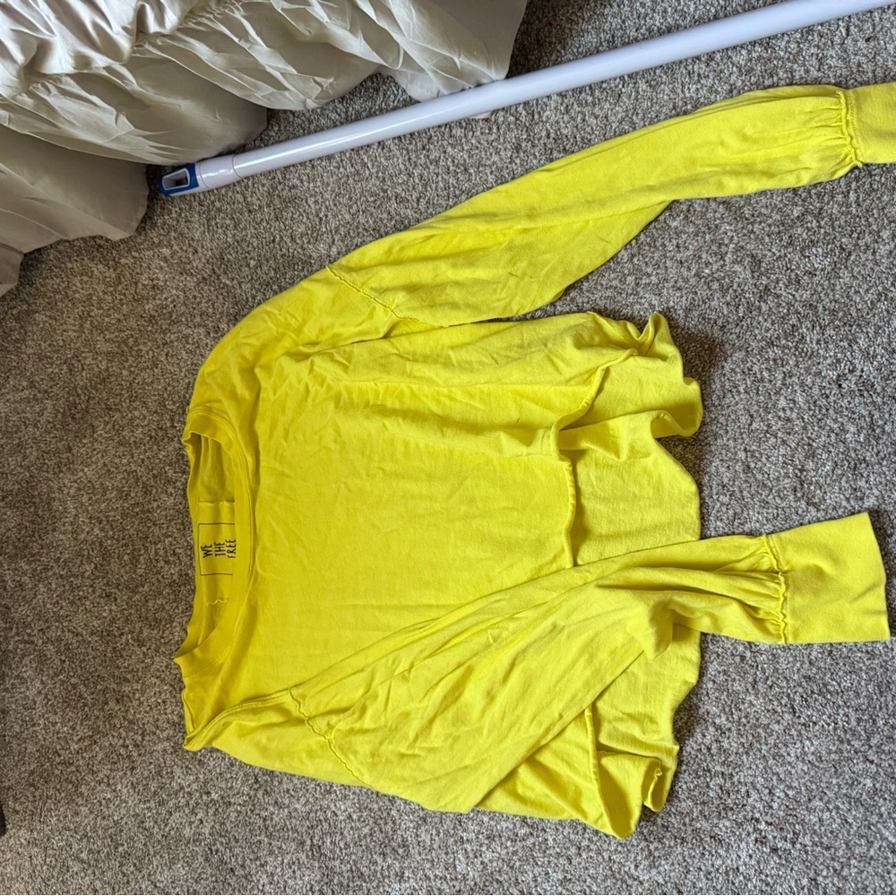 We the free Yellow Long Sleeve crop Top